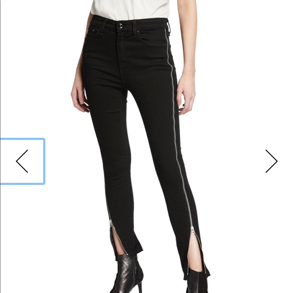 Rag & Bone high rise skinny jeans with zippers 25